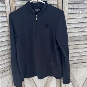 235. Arista women’s Black half-Zip-Front Mock Neck Pullover size XL pre owned